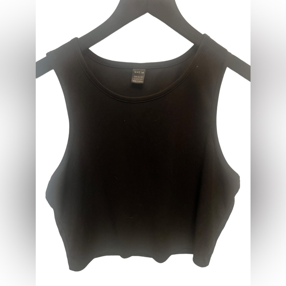Women’s Black Tank Top, Cropped, Large, SHEIN